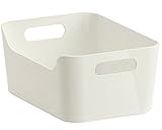 Variera, Inc. Open storage box,Kitchen Cabinet and Pantry Storage Organizer Bin - two cut-out handles that make 9.4 x 6.7 x 4.3 Inches (White)