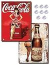 Set of 2 Vintage Coca Cola Pepsi Bar Signs - Fixings Included - Retro Bar Accessories Bundle for Home Pub or Outdoor Garden Bar Wall Plaque Man Cave Gift Metal Memorabilia Bar Sign 20cm x 15cm
