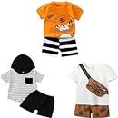 Lofn Cotton Clothing Sets for Baby Boys & Baby Girls Printed Kids Clothing Sets - Unisex Clothing sets Half sleeve T-Shirt & Shorts Pack Of 3 (T84OR-T70WH-18-T83CP)