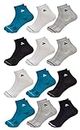 SJeware 12 Pairs Solid Ankle Socks for Men & Women, Multicolor, Pack of 12, Free Size