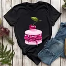 Frauen T Shirt Camiseta Anime Womens Cartoon Mode Kuchen Druck Nette Süße Kleidung Lady Tees
