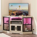 Corner TV Stand For 55 inch TV Media Console with LED Lights and Power Outlets