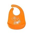 BUMTUM Baby Siliconebibs | Baby Bib for Feeding & Weaning Babies & Toddlers | Waterproof, Washable & Reusable|Non Messy Easy Cleaning, Adjustable Neckline with Buttons(Orange)