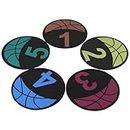 CDOKY 5 PCS Basketball Spot Markers, Multi-Colored Anti-Slip Sports Training Markers, 9 Inches Basketball Training Markers, Round Flat Floor Markers with Number Dots for Teaching & Training