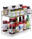 AB99 COLLECTION Stainless Steel 2-Tier Kitchen Rack & Organizer Spice Rack & Container Organizer, Utensils Dishes Spices Jar Holder Rack & Cup & Glass Holder, Countertop, Tabletop Rack