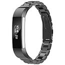 Greeninsync Compatible with Fit Bit Alta Bands Metal,Replacement Band for Alta HR Stainless Steel Jewelry Bracelet Straps for Alta HR and Fit Bit Alta Smartwatch Fitness Tracker for Women Men-Black
