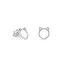 Valentines Gift Cat Stud Earrings 925 Silver Earrings Cat face silhouette | Sterling Silver