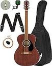 Fender CC-60S Solid Top Concert Size Acoustic Guitar Bundle with Gig Bag, Tuner, Strap, Strings, Picks, Fender Play Online Lessons, and Austin Bazaar Instructional DVD - Mahogany