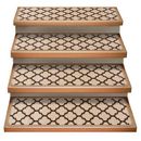 White/Brown 0.25 x 9 W in Stair Treads - Red Barrel Studio® Tempest Moroccan Trellis Lattice Stair Tread Polyester | 0.25 H x 9 W in | Wayfair