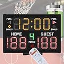 GANXIN Basketball Digital Scoreboard with Remote,Battery Powered Portable Tabletop Electronic Scoreboard with 75dB Buzzer,Countdown Timer & Score for Games