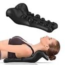 Neck and Shoulder Relaxer with Upper Back Massage Point, Cervical Traction Device Neck Stretcher for TMJ Pain Relief and Cervical Spine Alignment Chiropractic Pillow (Black)