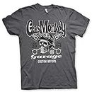 Gas Monkey Garage Officially Licensed - Custom Motors Skull T-Shirt Maille T Shirt GMG - Officielle sous Licence Officielle (Gris, Medium)