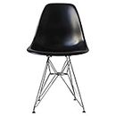 Meubles House EFC-PC-016P-B Black Eames Style Side Chair Metal Chrome Legs Dining