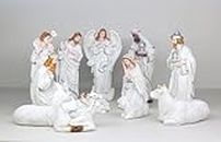 Reflection Art Studio Christmas Nativity Crib Set Large 8 inches White Set of 12 Pieces (Made in India)