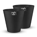 Homeshopa Plastic Waste Paper Bin, 6L Round Waste Basket Trash Can, Lightweight Rubbish Bin for Kitchen Bedroom Bathroom, Open-Top Design, Ourdoor Gargabe Container Dustbin, 2 Pack Black