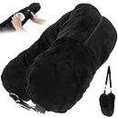 Stuffable Travel Neck Pillow Adjustable Neck Size Soft Velvet Neck Pillow Luggage Stuffable Transformable Travel Pillow for Extra Luggage Multifunctional for Stuff Clothes Travel (Black)