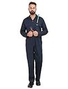 CLUB TWENTY ONE Workwear Men's 100% Cotton Full Sleeve Coverall for Industrial Use (X-Large, Navy Blue)