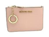 Michael Kors Jet Set Travel Small Top Zip Coin Pouch with ID Holder - PVC Coated Twill, Powder Blush, small, Slim Wallet