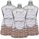 Heart Home Apron|PVC Unique Strips Printed Kitchen Chef Cloth|Waterproof Centre Pocket Apron With Tying Cord for Men & Women,Pack of 3 (Multicolor)