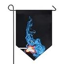 MONTOJ Match Pretty Blue Fire Pattern Home Sweet Home Garden Flag Vertical Double Side Yard Outdoor Decoration, Polyester, 1, 28x40in