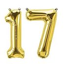 Number Seventeen 17 Gold Number Foil Balloon for Birthday Anniversary Celebration