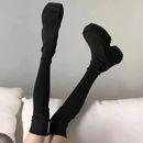 2023 Autumn and winter women's knee length socks and boots, elastic flat shoes