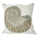 Pier 1 Imports Beaded Embellished Seashell Shell Decorative Throw Pillow 18 x 18