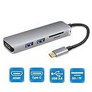 Type C Hub, USB C Hub with HDMI, 2USB 3.0 Ports, SD&TF Card Reader, Aluminum USB C Adapter for MacBook Pro 2016/2017 and Other Type-C Devices