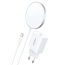 INICIO Magnetic Wireless Fast Charging Combo [ 15W Mag-Safe Pad + PD 20W USB C Charger ] Compatible ONLY for iPhone 14 13 12 Series iPhone 14 Pro 14 Pro Max 14 Plus 13 12 Pro Max Mini,White