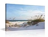 Beach Seascape Canvas Wall Art Coastal Picture Artwork with Weeds Ocean Nature Landscape for Bedroom Wall Decorations For Living Room Hang Pictures Wall Artwork（8x12in