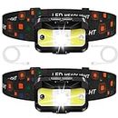 Headlamp Rechargeable, MIOISY 1200 Lumen Ultra Bright LED Head Lamp Flashlight with White Red Light, 2 Pack Motion Sensor Waterproof Headlight, 8 Modes Head Lights for Outdoor Camping Fishing Running