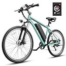 Jasion EB5 Plus 27.5" Electric Bike for Adults, 500W Brushless Motor (Peak 750W) Ebike, 25 MPH 480Wh Removable Battery Electric Mountain Bike with Front Fork Suspension