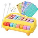 PrimeChoice 2 in 1 Baby Piano Xylophone Toy for Toddlers 1-3 Years Old, 8 Multicolored Key Keyboard Xylophone Piano, Preschool Educational Musical Learning Instruments Toy for Baby Kids Girls Boys