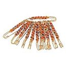 Morir Golden & Multi Color Beads Saree Sari Hijab Pins Safety Pins Brooch for Women Clothing Accessory (Pack of 12)
