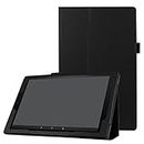 SATURCASE Case for Amazon Fire HD 10 (2017 and 2015 Release), PU Leather Flip Folding Folio Stand Protective Cover for Amazon Fire HD 10 (2017 and 2015 Release, 7th and 5th Gen) (Black)