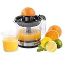 Salter EK5025 Electric Citrus Juicer Press - Extractor For Oranges/Lemon/Lime/Grapefruit, Juicing Machine, 600 ml Jug, Smooth/With Bits, Interchangeable Cones, Easy Clean, Pulp Control, 30W, Black