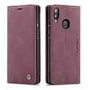 Galaxy A20 Case,Galaxy A30 Case,Bpowe Leather Wallet Case Classic Design with Card Slot and Magnetic Closure Flip Fold Case for Samsung Galaxy A20/Galaxy A30 (Wine red)