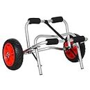 Soozier Foldable Kayak Cart, Aluminum Boat Canoe Carrier Tote Dolly Trolley Transport Trailer NO-Flat Wheel Silver