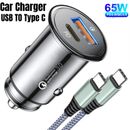 Fast Car Charger 2 Port USB + TYPE C Universal Socket Adapter For iphone Samsung