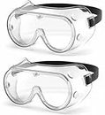 Ekon Combo of 2 Polycarbonate Safety Eye Protection Glasses Anti-Fog Transparent Goggles for Experiments Laboratory Medical Work with Adjustable Strap Eyewear.