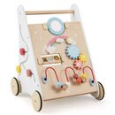 Costway Wooden Baby Walker with Multiple Activities Center for Over 1 Year Old-White