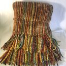 Pier 1 Imports Chenille Throw Blanket w Fringe 50" x 60" Striped Multicolor