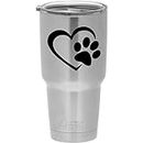 Dog Paw Heart Decal (Black) for Dog and Animal Lovers. Genuine ViaVinyl Brand for Windows, laptops and Macbooks, iPads and Tablets, iPhones and Cell Phones, Yeti and Rtic Tumbler Cups, and More!