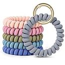 6PCS Stretchable Wristband Wristlet Keychain Wrist Key Chain Wristlet,Spring Flexible Spiral Wrist Coil ​Wrist Band Bracelet Key Holder Spring O Ring for Sauna Gym Pool ID Badge and Outdoor Sports, Multicolor, Large