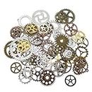 GraceAngie 100 Gram(Approx 70-100pcs) Assorted Steampunk Gears Charms Pendant Antique Silver Bronze Golden Clock Watch Wheel Gear Charms for Jewelry Making Crafting Accessory
