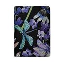 Beautiful Flowers and Dragonflies Blocking Print Passport Holder Cover Case Travel Luggage Passport Wallet Card Holder Made with Leather for Men Women Kids Family