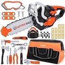 Toy Chainsaw for Kids - Kids Tool Set Pretend Play Construction Toys Kit with Tool Bag, Chainsaw Tool Set Outdoor Preschool Gardening Gift Toys for 3 4 5 Year Old Boys & Girls