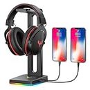 Blade Hawks RGB Gaming Headphone Stand with 3.5mm AUX and 2 USB Ports, Durable Headset Stand Holder for Bose, Beats, Sony, Sennheiser, Jabra, JBL, AKG, Fancy Gaming Accessories - HS18