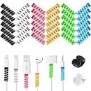 36 PCS Cable Protectors for iPhone iPad Charger End Cord Savers with 2 Desk Cable Clips, VIWIEU Spiral USB Wire Protector for Headphone MacBook Laptop Earphone Cell Phone Cute Cable Wrap Accessories