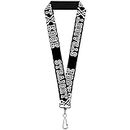 Buckle-Down Women's Lanyard-1.0"-Straight Edge Black/White Key Chain, Multicolor, One Size